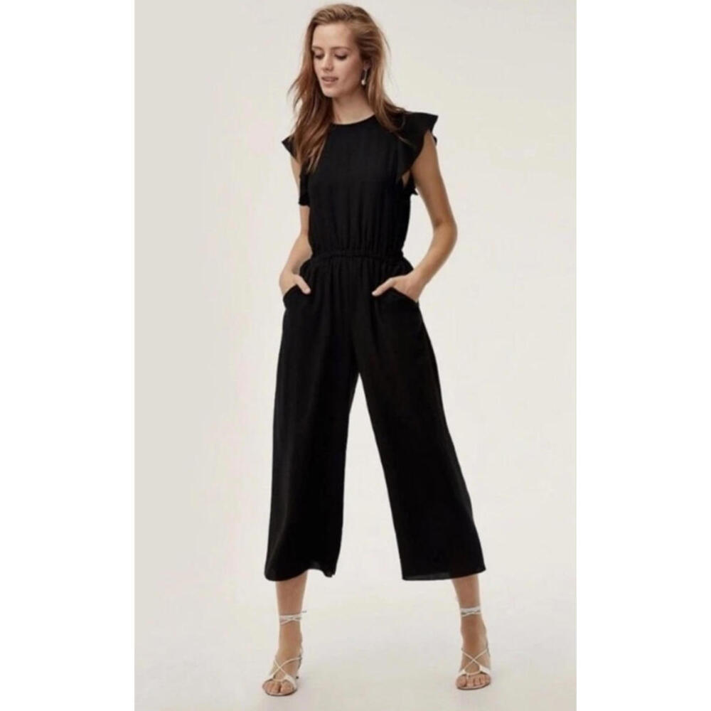 Aritzia Black Sleeveless Wide-Leg Jumpsuit